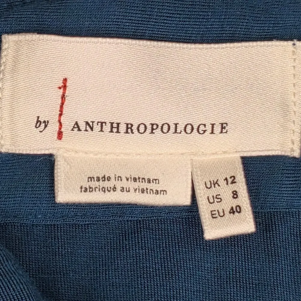 ANTHROPOLOGIE SIENNA EMBROIDERED PENCIL MIDI SKIRT – WOMEN’S US 8 – TEAL – LINED